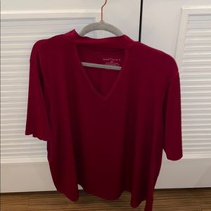 red cut out top